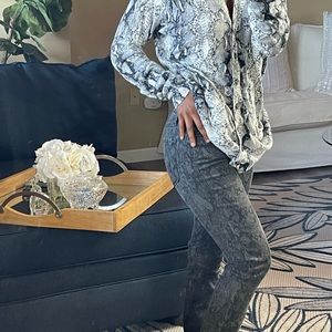 FRAME Le Skinny De Jeanne Tonal Python Snakeskin Print Denim Jean Women's 25